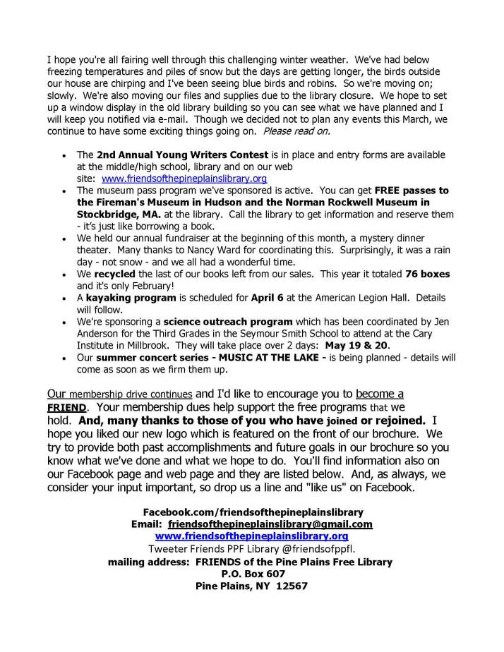 FRIENDS February 2014 newsletter