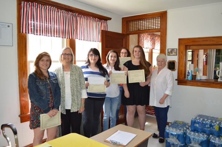 Mackenzie Ean, Jean Osofsky (Co-Chair Young Writers Contest), Crystal Kishbaugh, Kayla Bowen, Crystal Clancy, Audrey Hollick, Vicky LoBrutto (Chairperson Young Writers Contest)