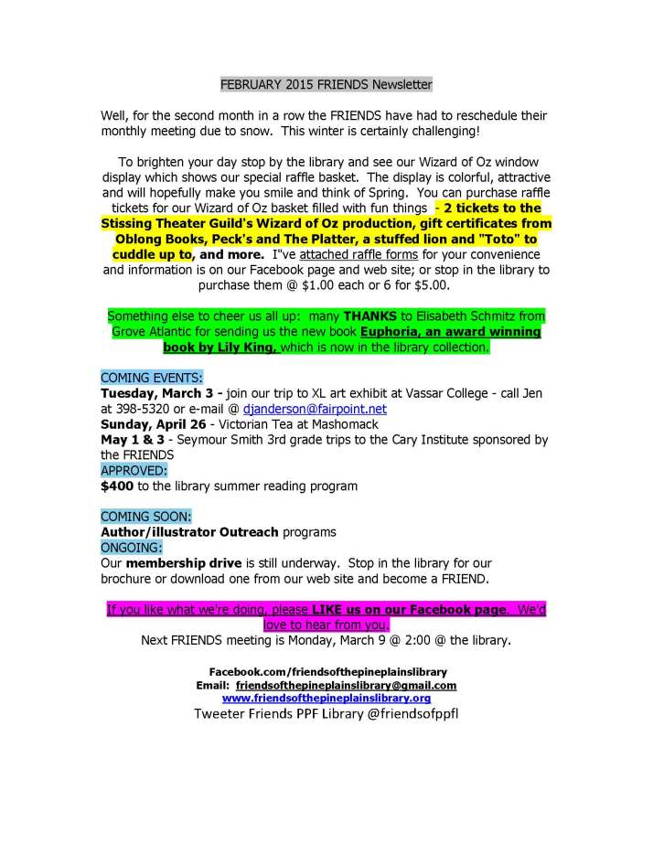 FEBRUARY 2015 FRIENDS Newsletter