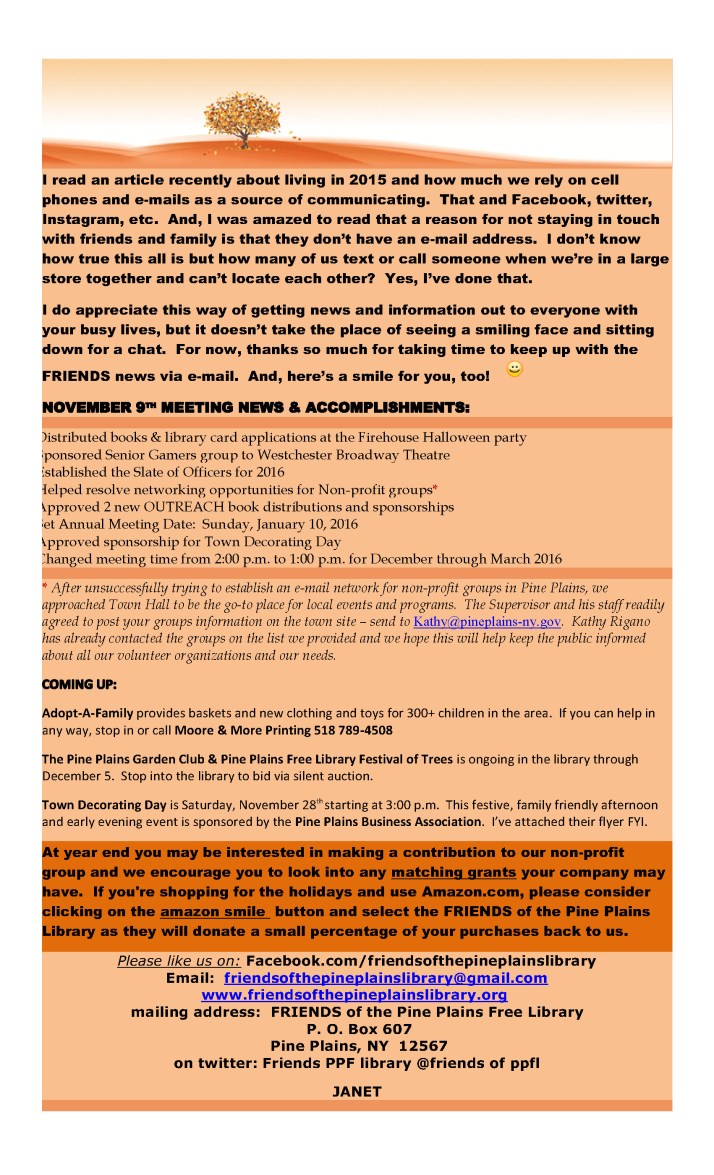 Newsletter November 2015