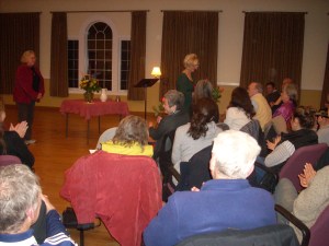 Janet and Pat distributing flowers to our participants